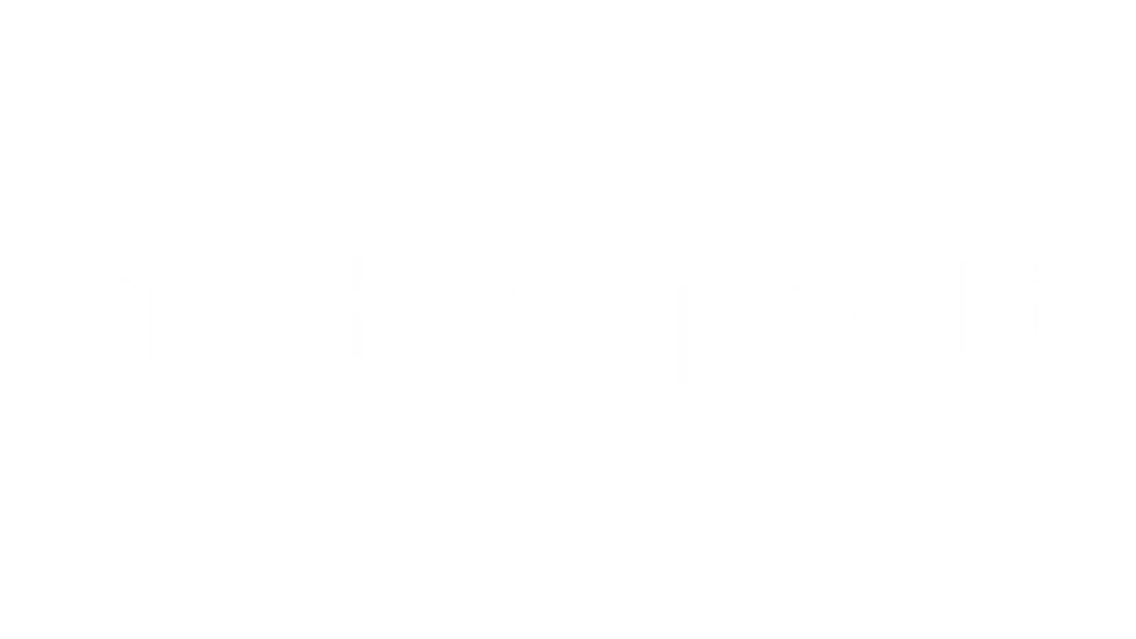 Weißer Hintergrund mit dem Text fischerAppelt in Kleinbuchstaben, wobei fischer in hellgrau und Appelt in fettgedrucktem Weiß dargestellt ist, so dass Appelt etwas mehr hervorsticht als der Rest des Wortes.
