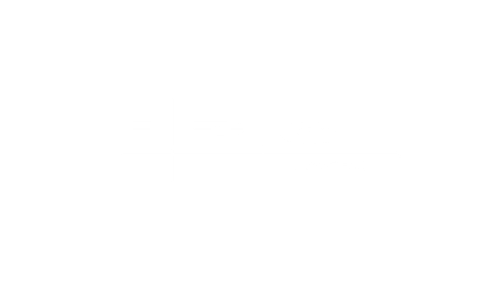 Hellgraues Bild mit dem Text IPG LASER in weißer Farbe, weit auseinander und in der Mitte positioniert. Dünne vertikale und horizontale Linien trennen die Buchstaben I, P und G. Das Bild hat ein minimalistisches Design.