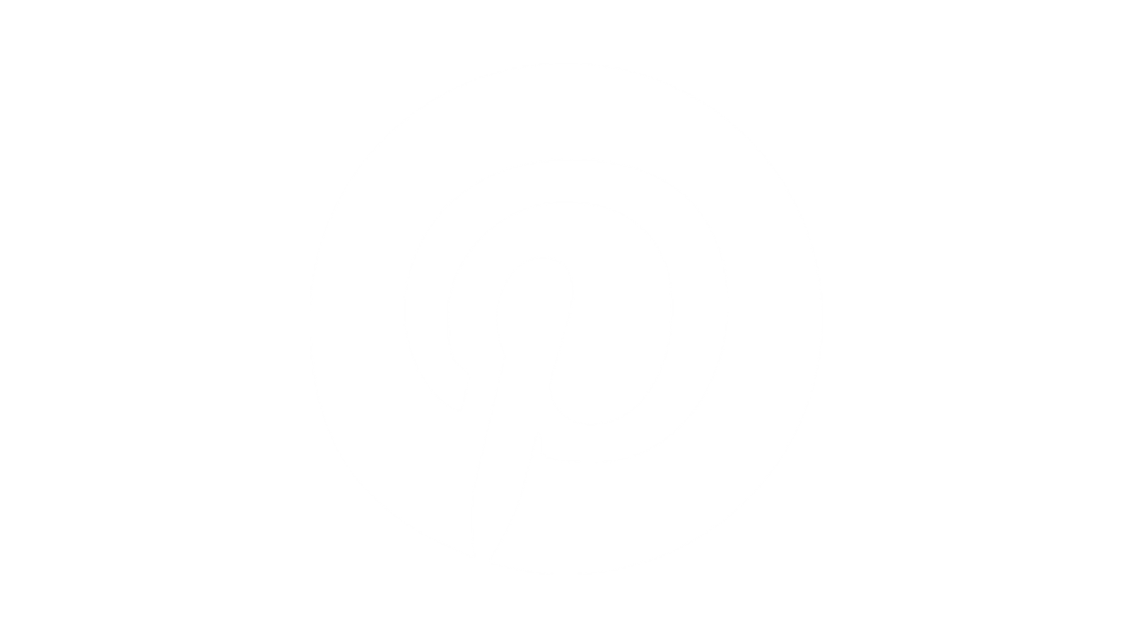 Das Bild zeigt das Pinterest-Logo, bestehend aus einem stilisierten weißen P innerhalb eines weißen Kreises, vor einem hellgrauen Hintergrund.