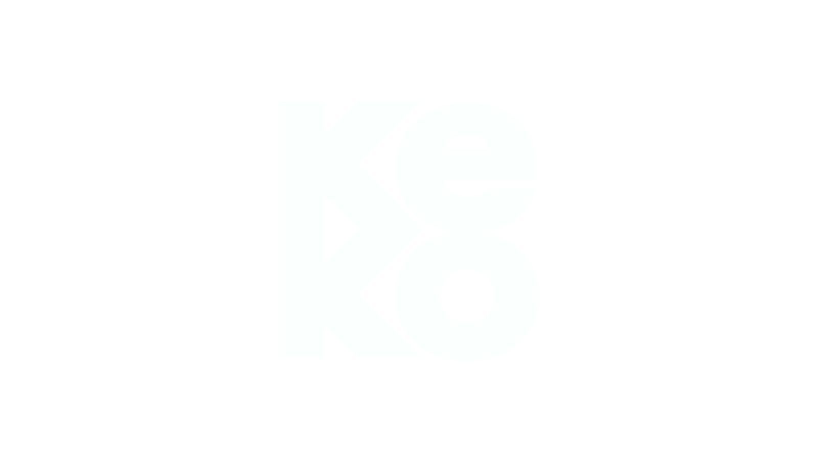 Weißer Text mit der Aufschrift keko in einer gestapelten, fetten serifenlosen Schrift erscheint zentriert auf einem sehr hellgrauen Hintergrund. Die Buchstaben sind groß, und der Text ist teilweise transparent.