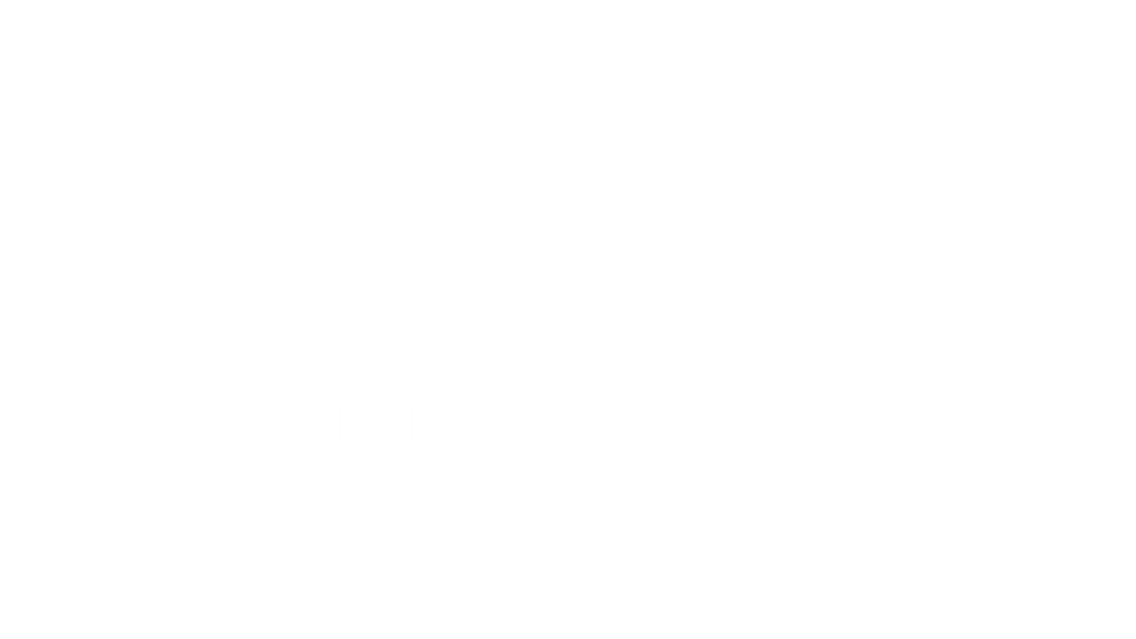Das Bild zeigt das lavera NATURKOSMETIK-Logo in weißer Schrift auf hellgrauem Hintergrund.