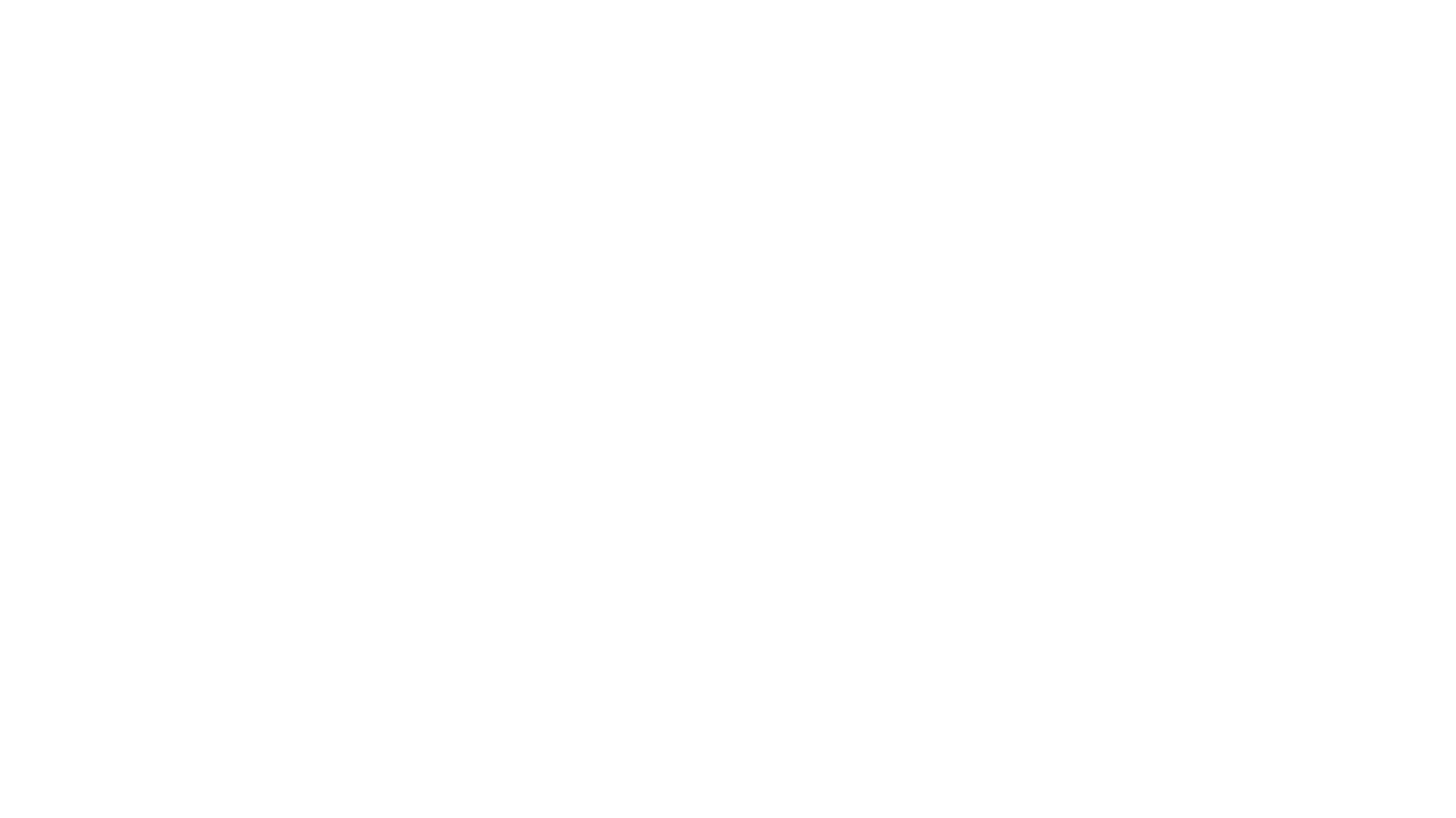 Das Wort thjnk ist in fetten, weißen Kleinbuchstaben auf einem schlichten hellgrauen Hintergrund zentriert.